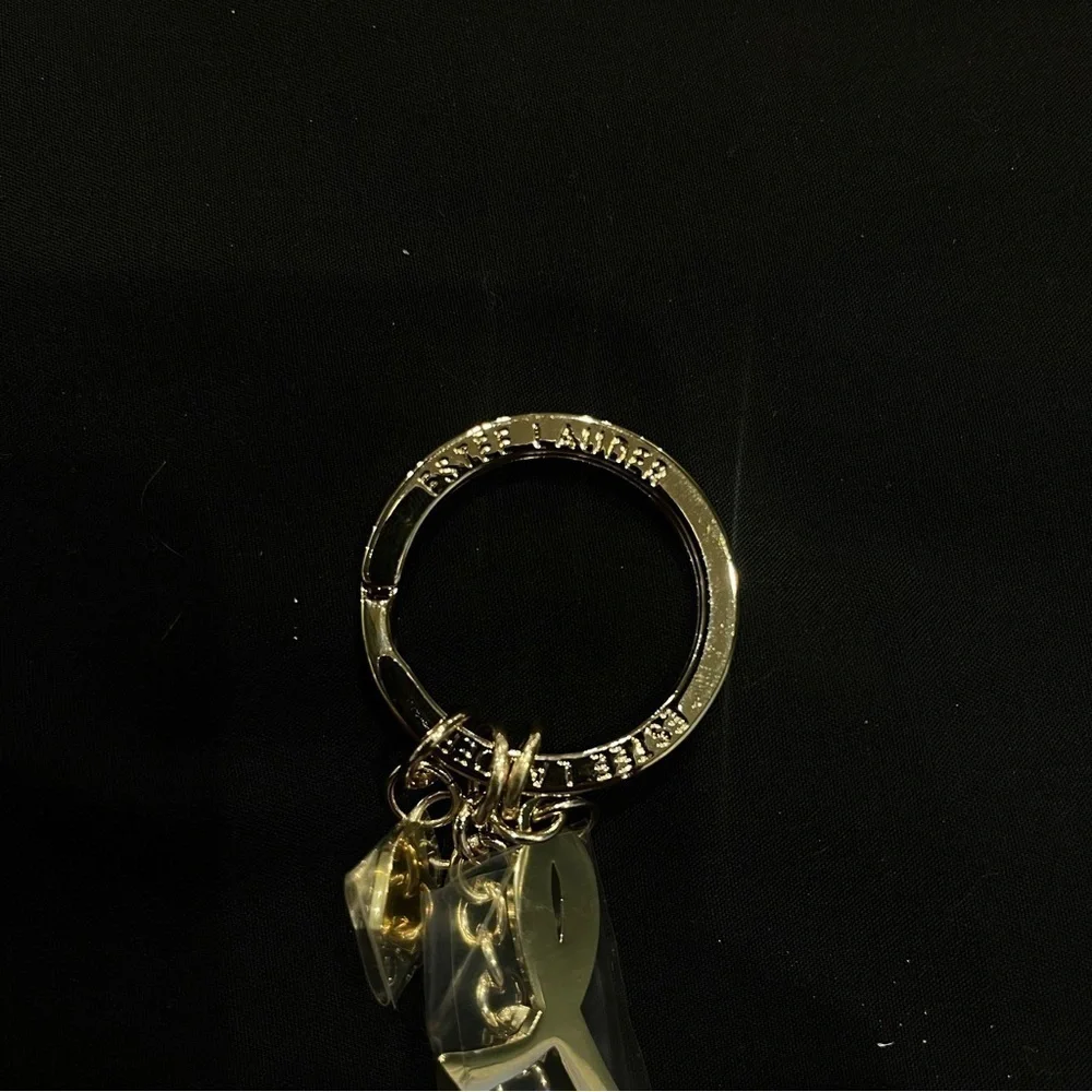 3 For $20! Gold Toned& Pink Ribbon Keychain Estee Lauder Breast Cancer Awareness